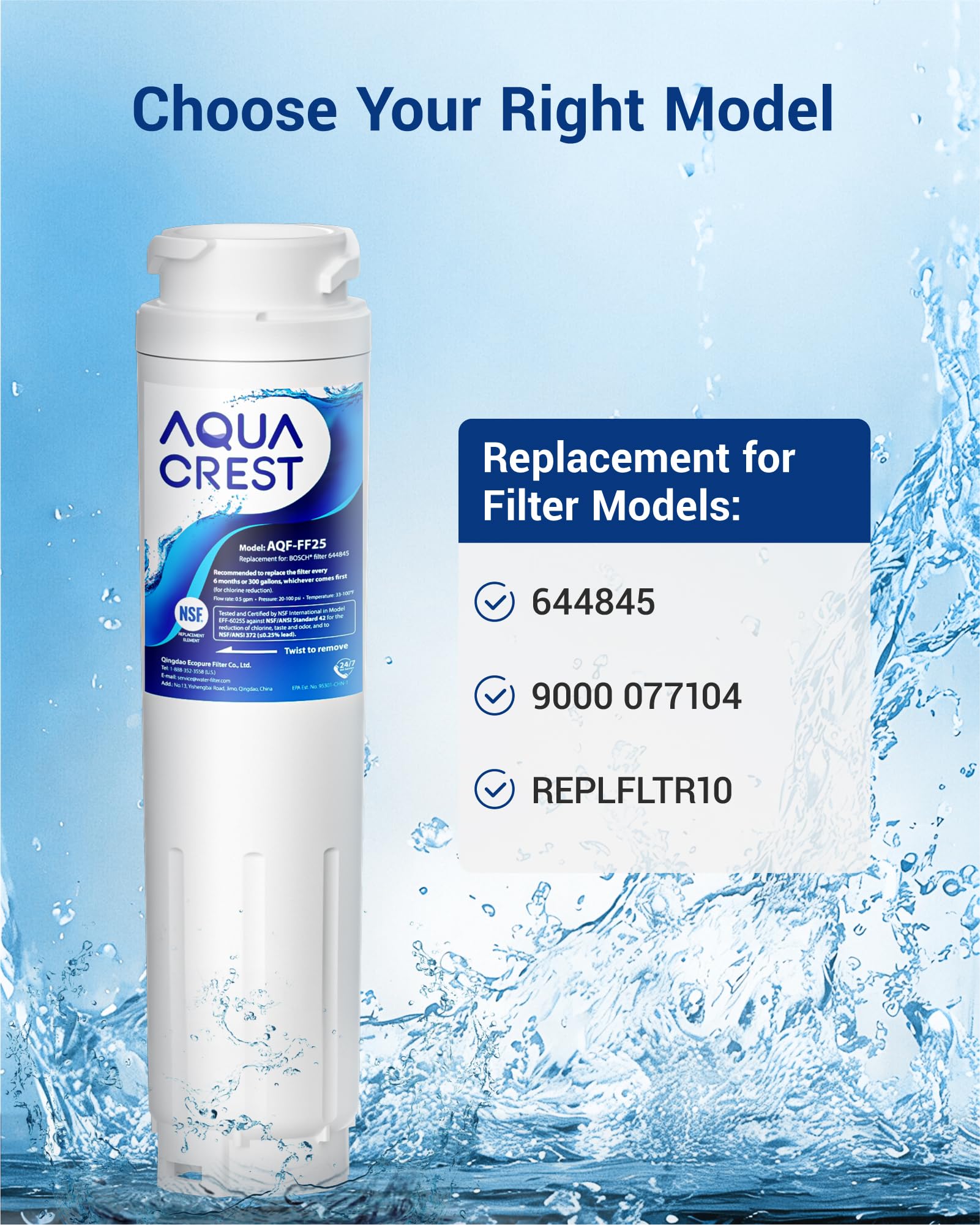 Amazon.com: AQUA CREST 644845 Refrigerator Water Filter, 3 Pack